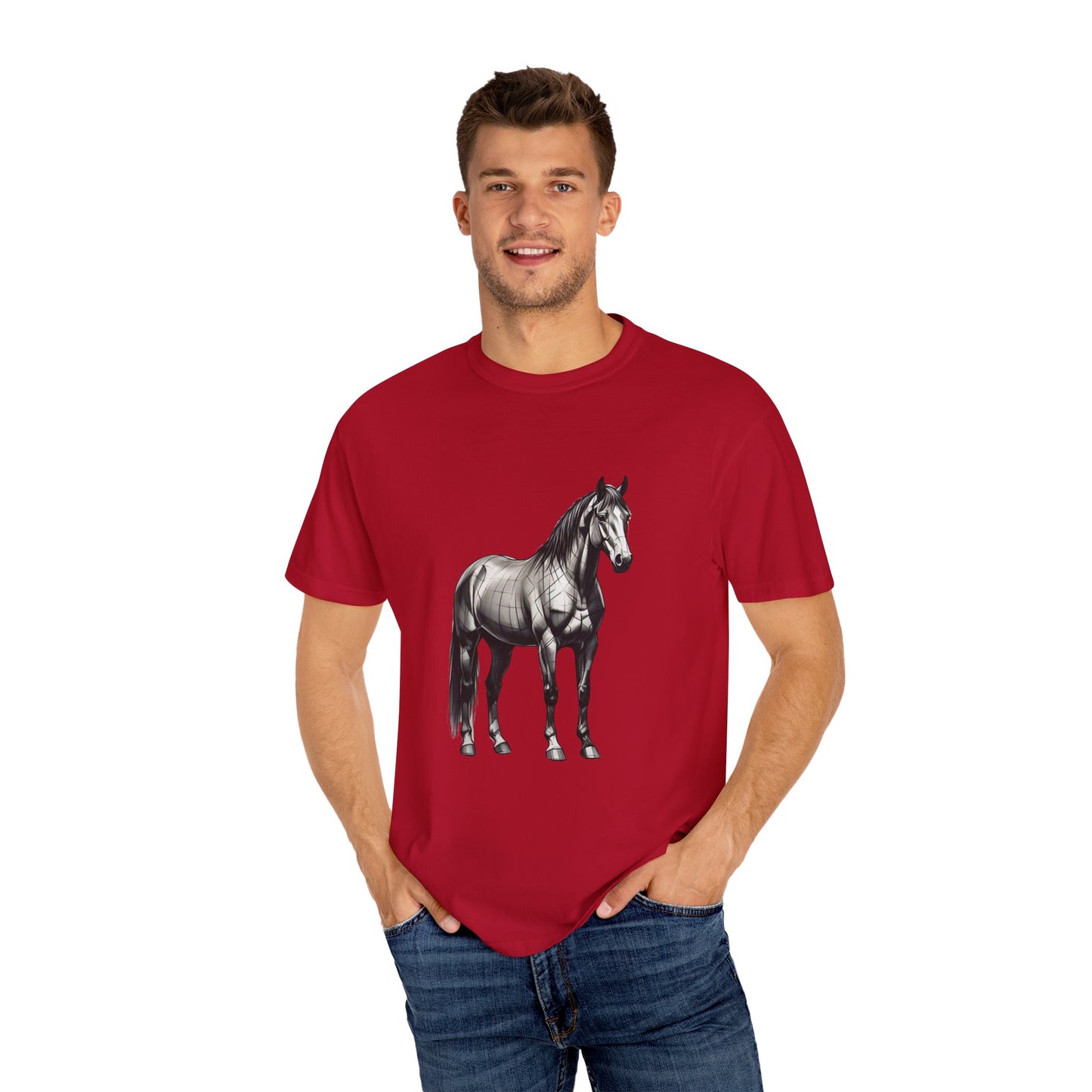 Equestrian Vibe Unisex Garment-Dyed T-Shirt - Horse Design