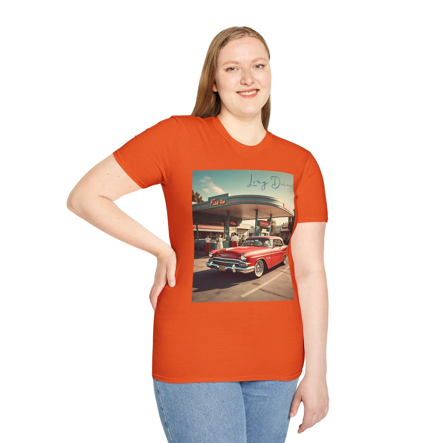 Retro Car Unisex Softstyle T-Shirt - Long Drive Graphic Tee