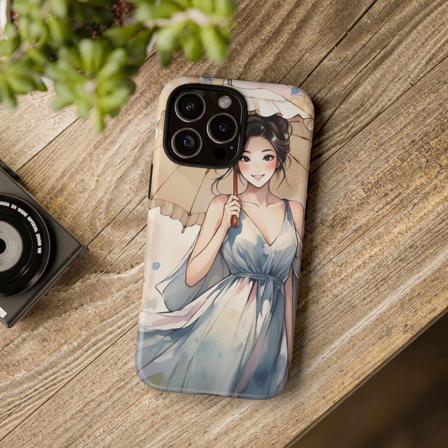 Elegant Floral Phone Case with Umbrella Design