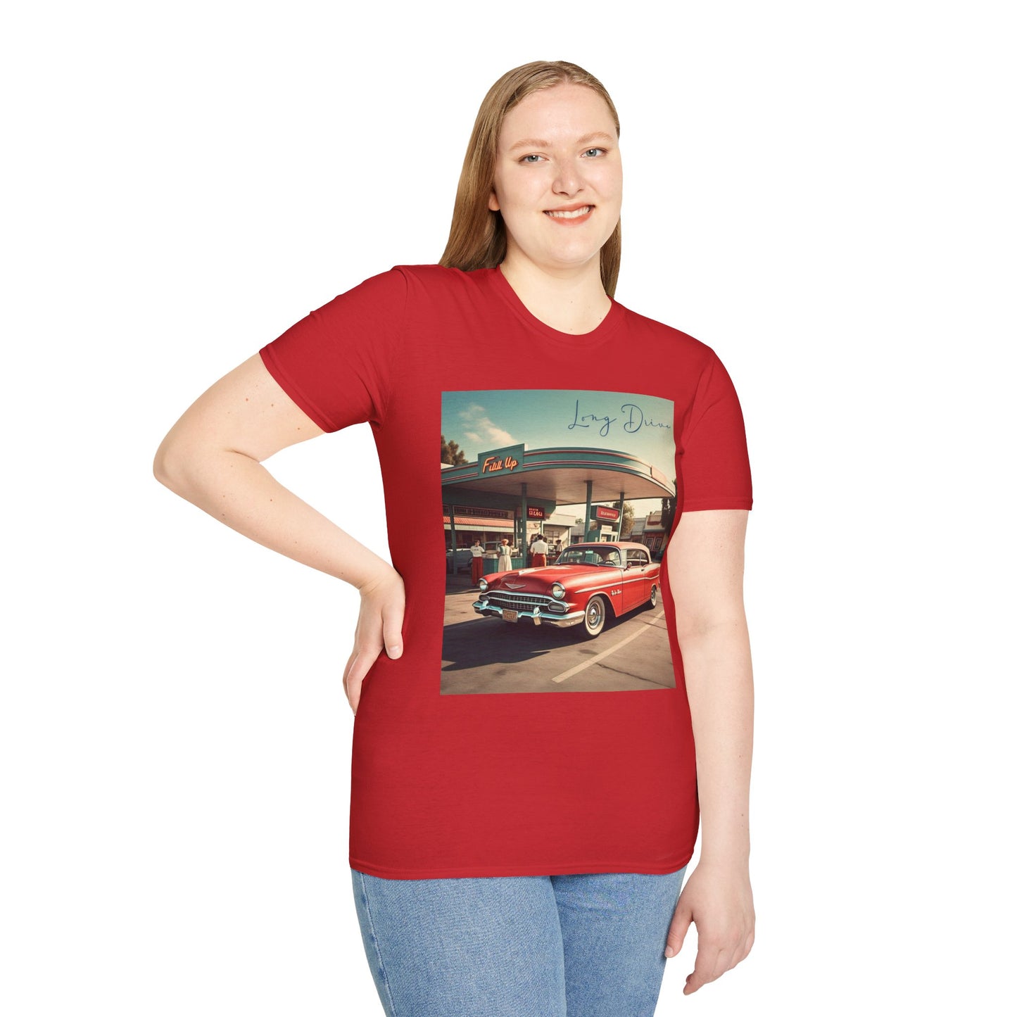 Retro Car Unisex Softstyle T-Shirt - Long Drive Graphic Tee