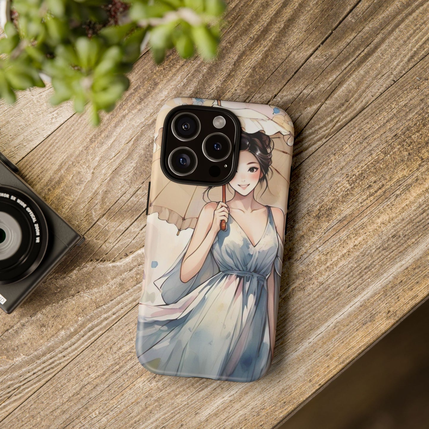 Elegant Floral Phone Case with Umbrella Design