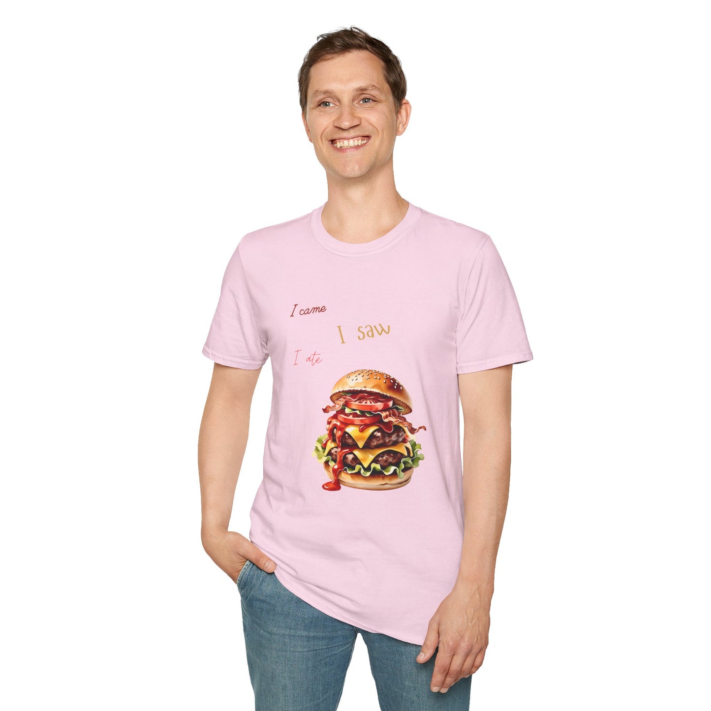I Came, I Ate Burger Graphic Unisex Softstyle T-Shirt