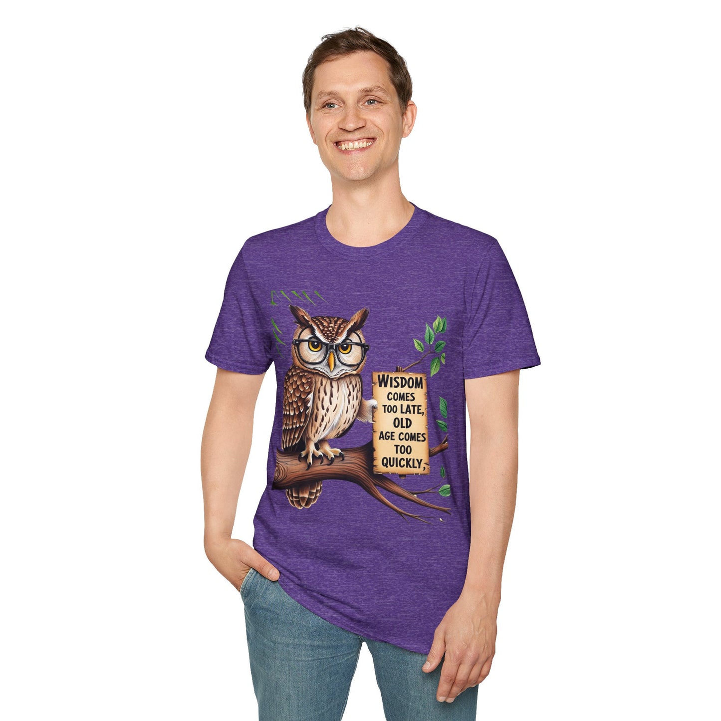 Wisdom Owl Unisex Softstyle T-Shirt - Inspirational Nature Tee