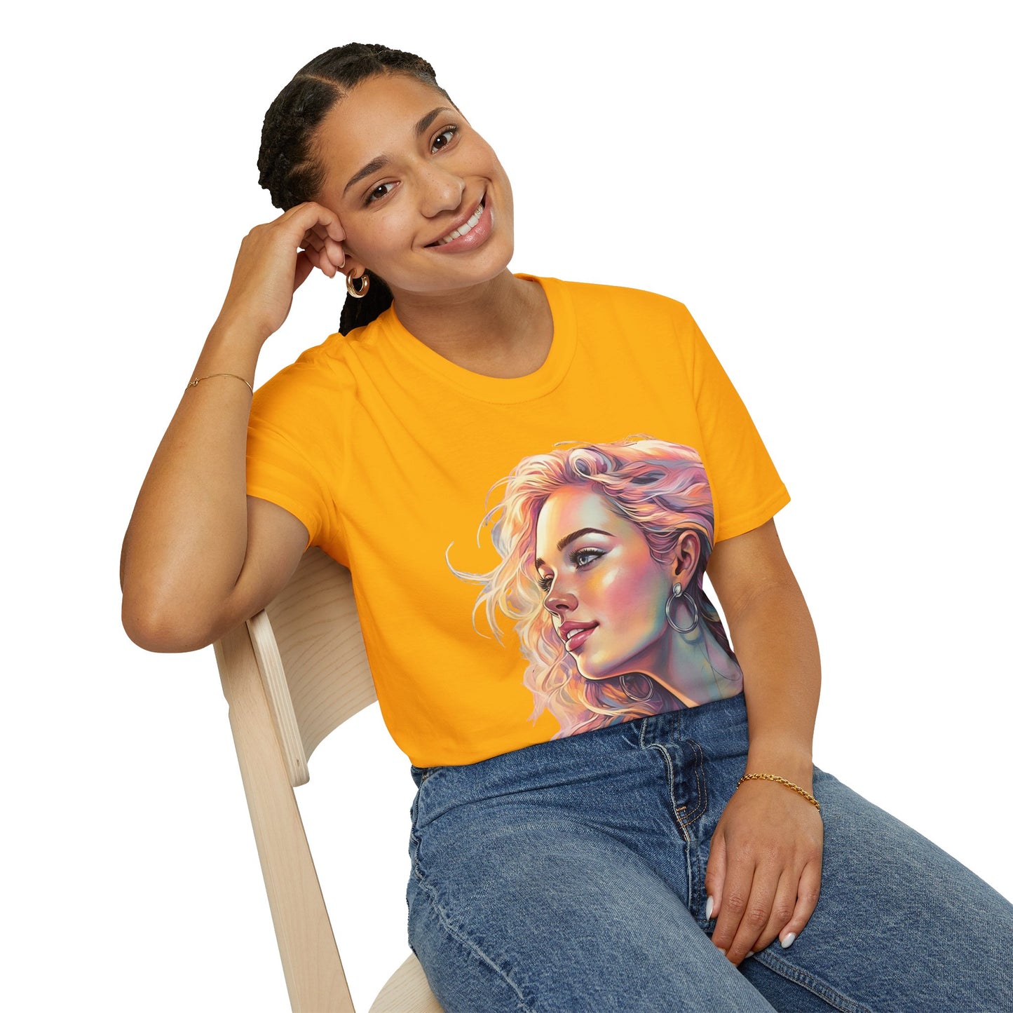 Artistic Women's Portrait T-Shirt - Women's Softstyle Tee for Creative Souls