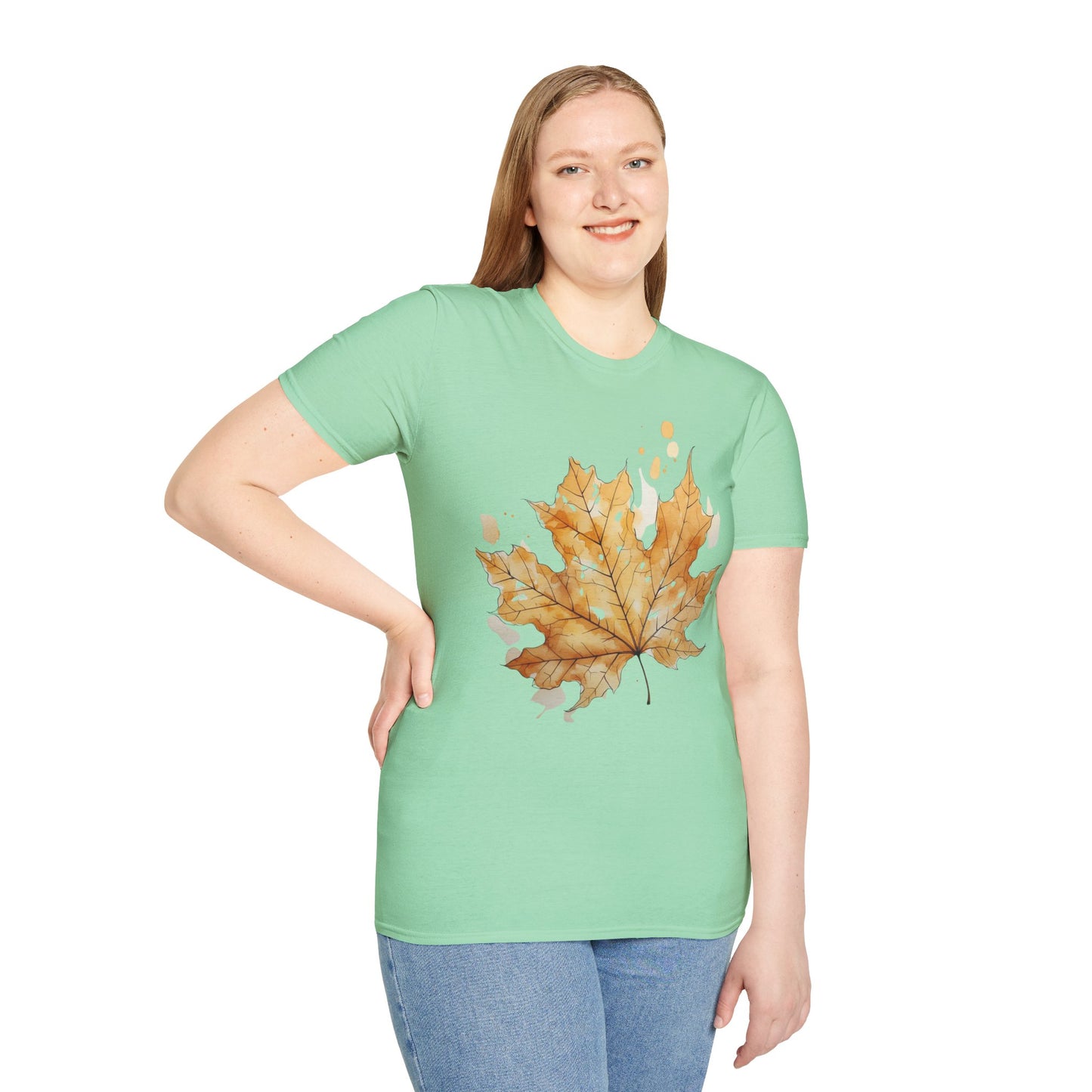 Autumn Leaf Unisex Softstyle T-Shirt - Cozy Fall Vibe Tee