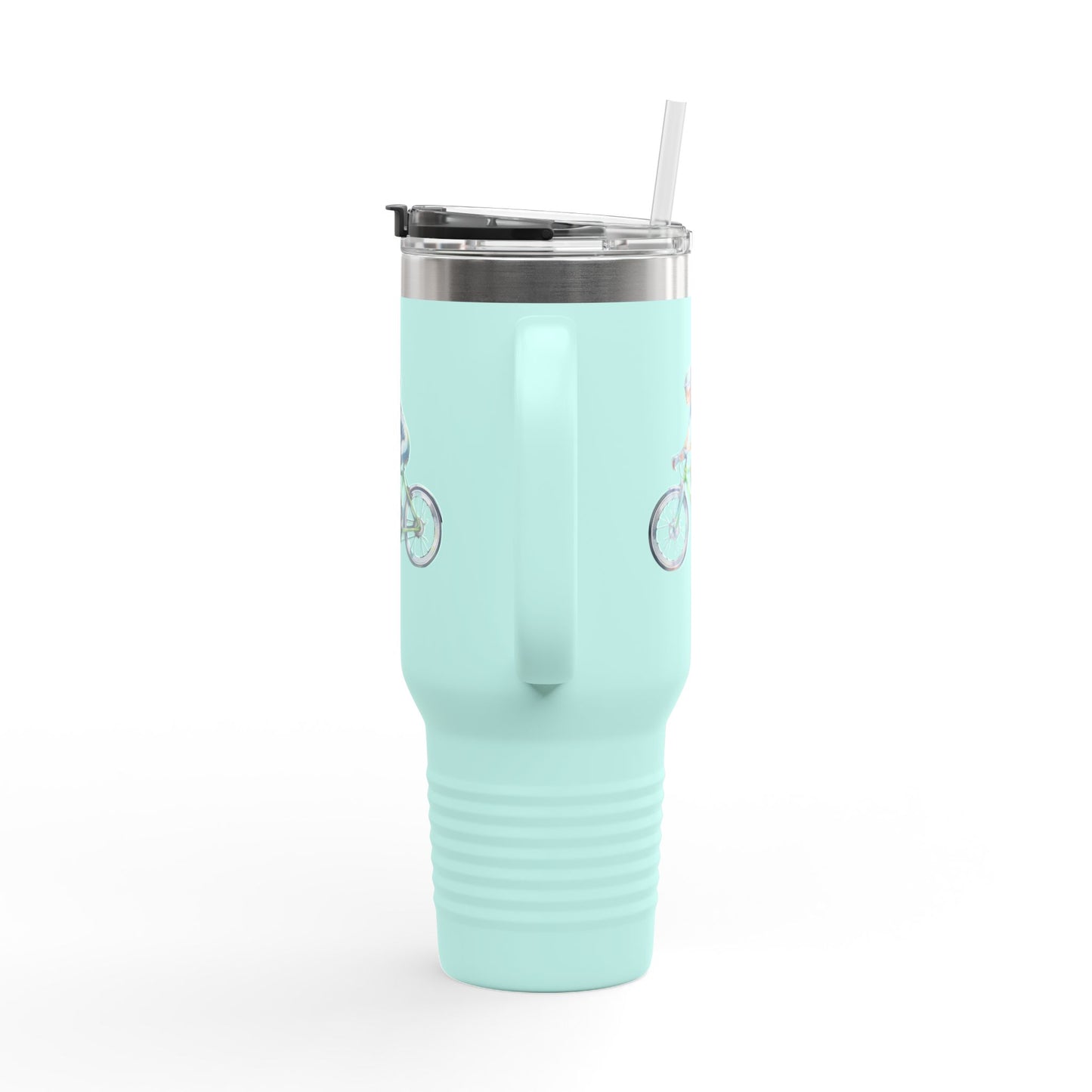 Cycling Enthusiast Insulated Travel Mug | 40oz with Bicycle Design | Perfect for Outdoor Adventures
