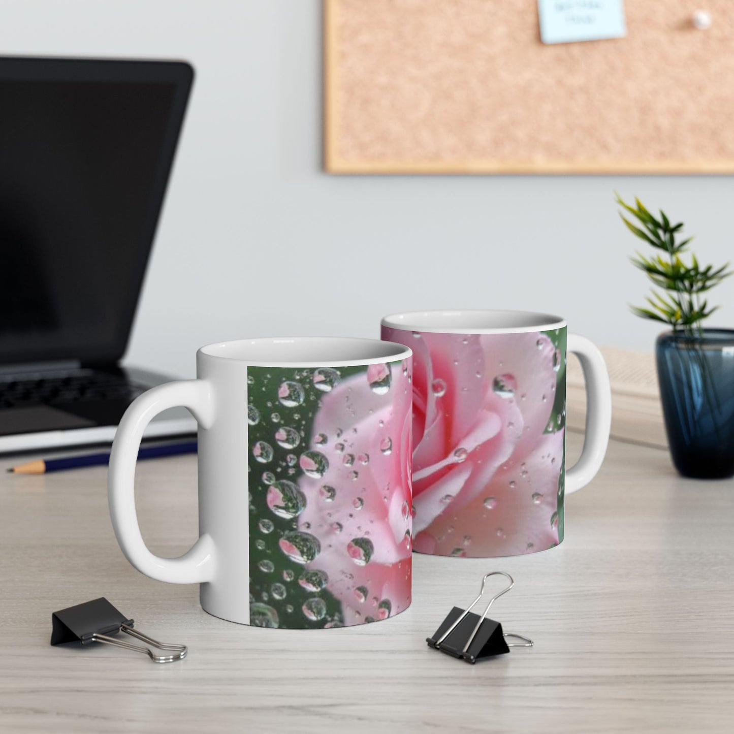 Pink Rose Ceramic Mug - 11oz & 15oz, Perfect Gift for Flower Lovers