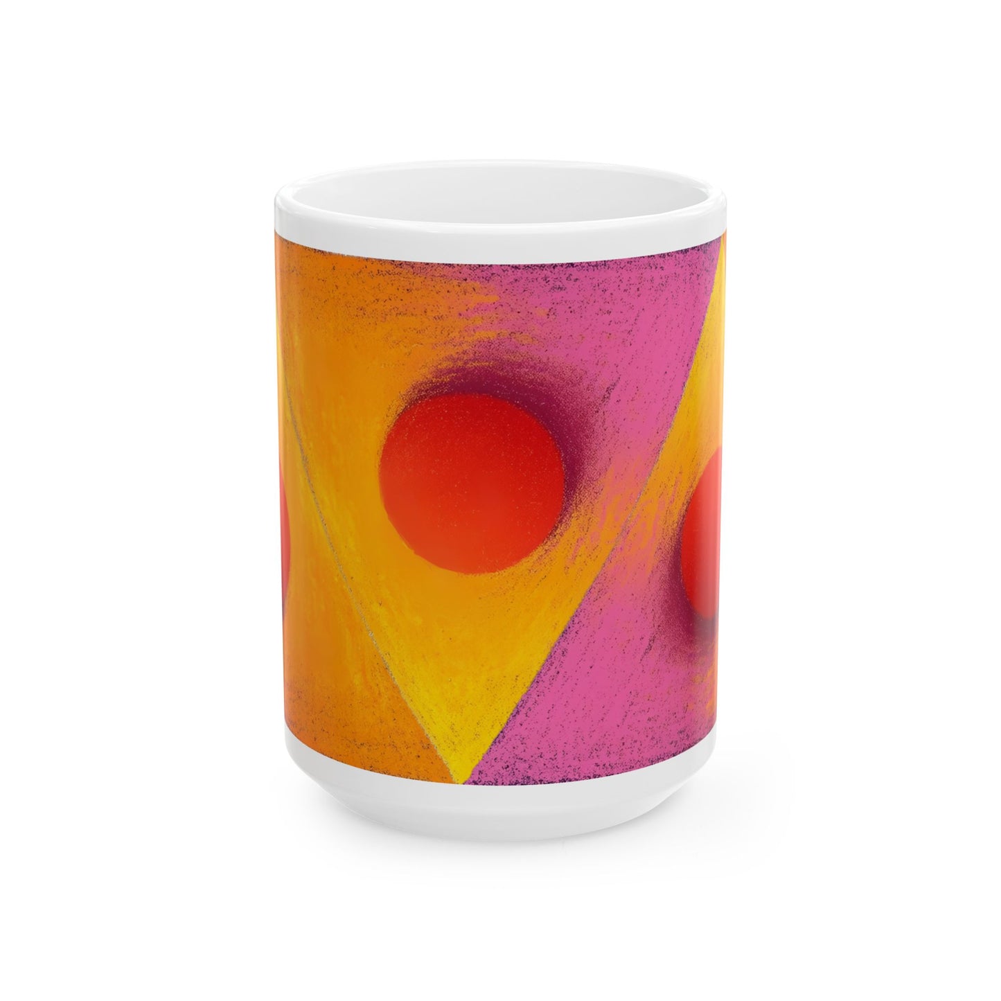 Vibrant Ceramic Coffee Mug - Colorful Geometric Design, 11oz & 15oz