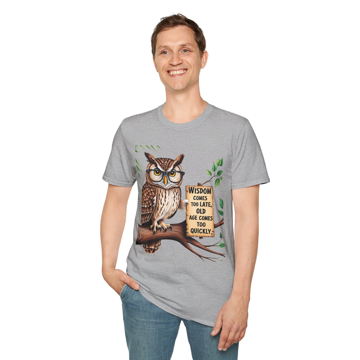 Wisdom Owl Unisex Softstyle T-Shirt - Inspirational Nature Tee