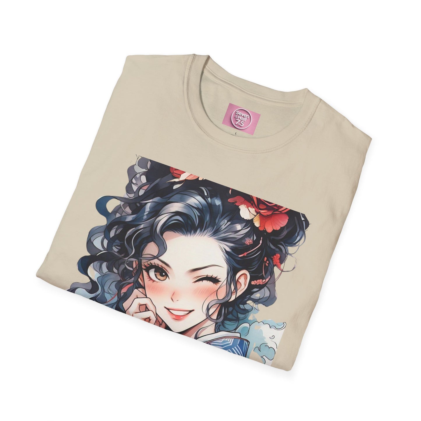 Stylish Unisex Softstyle T-Shirt - Charming Kimono Girl Design