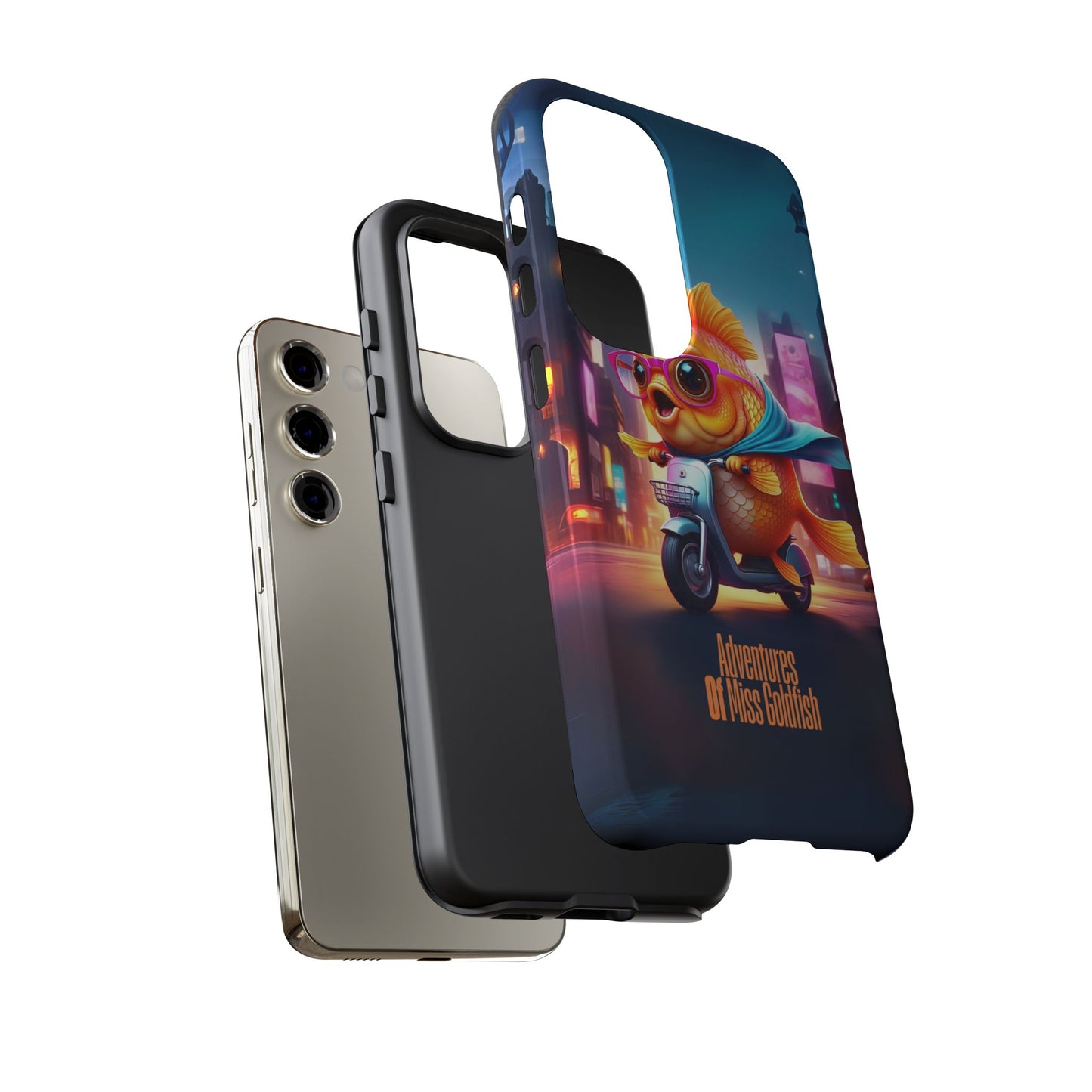 Adventures of Miss Goldfish Phone Case - Fun & Colorful Tough Cover for Fish Lovers