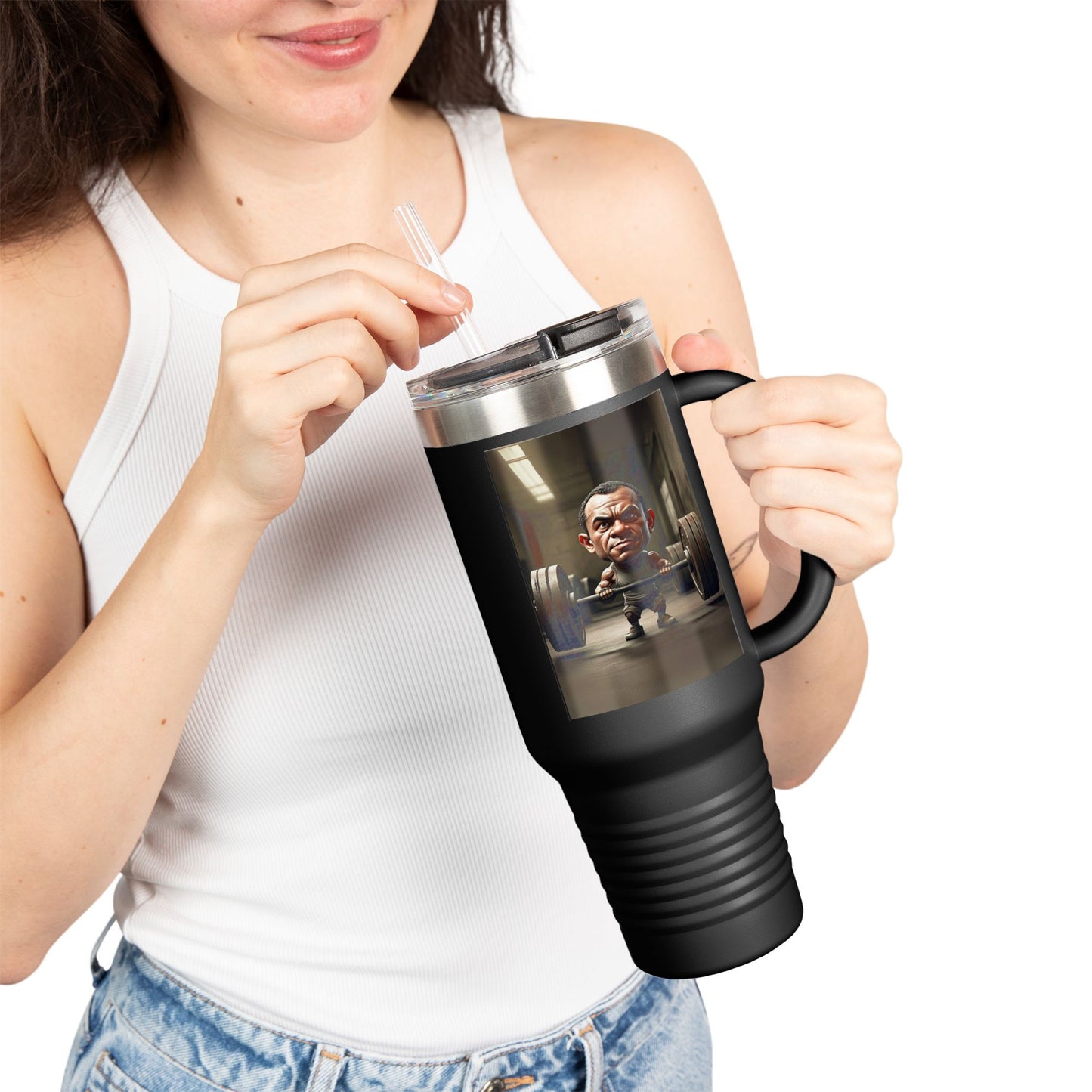 Funny Insulated Travel Mug - 40oz Motivational Humor Gift for Gym Lovers