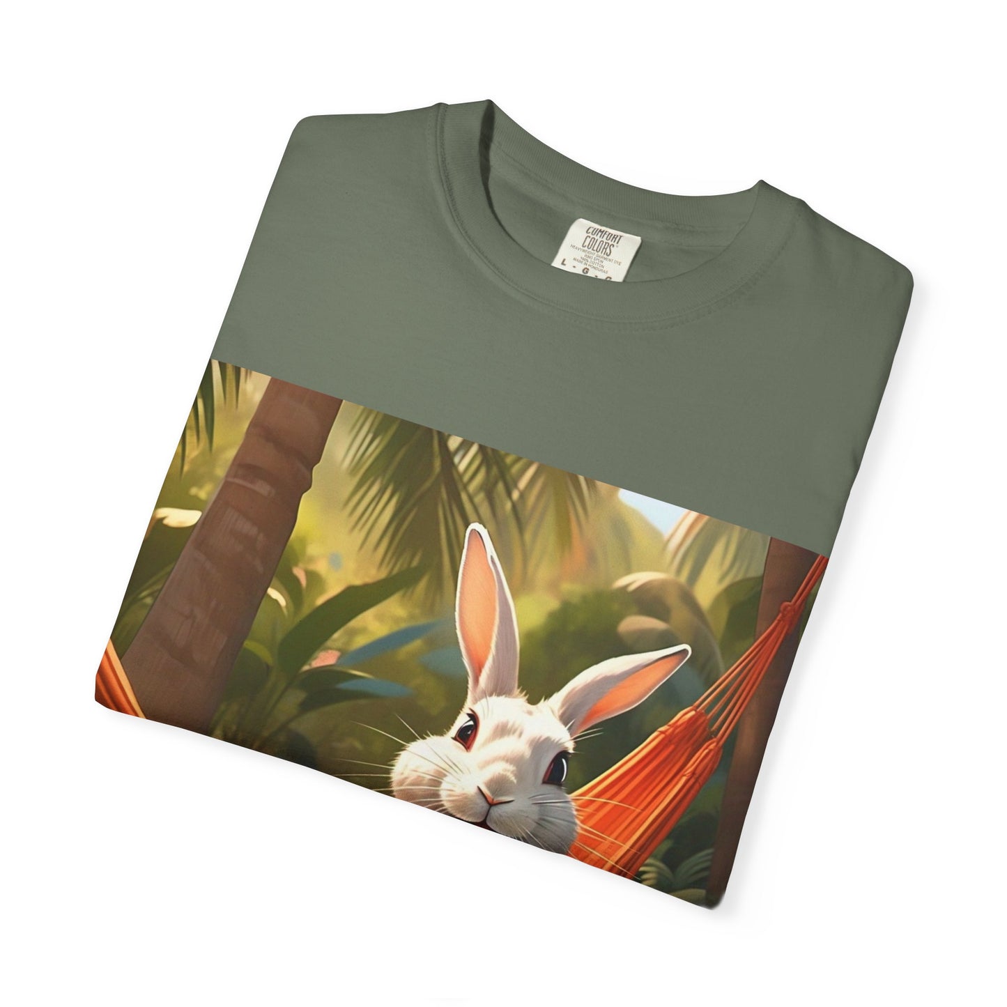 Relaxing Bunny T-Shirt - Unisex Garment-Dyed Tee for Nature Lovers