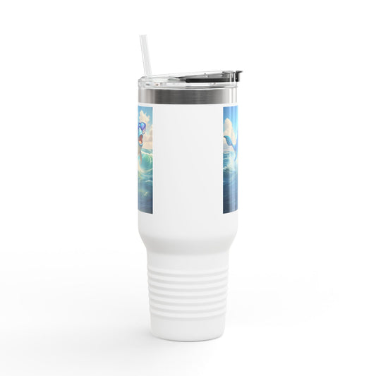 Funny Whale Insulated Travel Mug - 40oz Tumbler with Straw - Perfect for Outdoor Adventures and Gifts