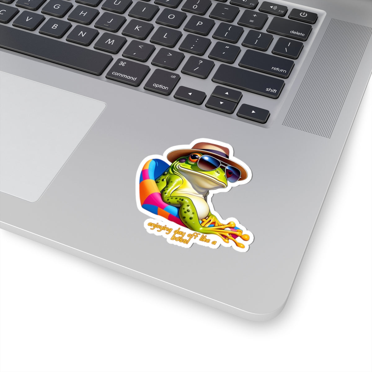 Sun-Soaked Frog Kiss-Cut Stickers - "Enjoying Day Off Like a Boss"
