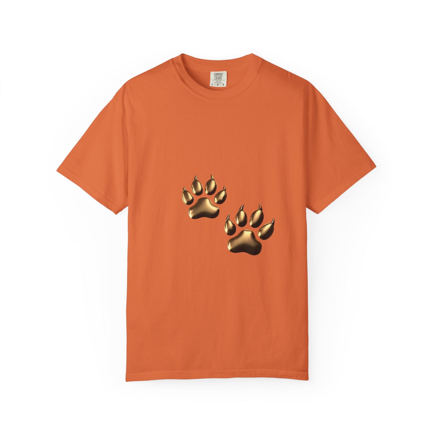 Stylish Unisex Garment-Dyed T-Shirt with Gold Paw Print Design - Perfect for Animal Lovers