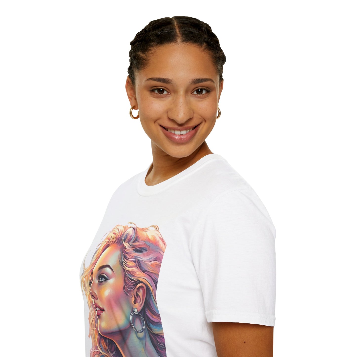 Artistic Women's Portrait T-Shirt - Women's Softstyle Tee for Creative Souls