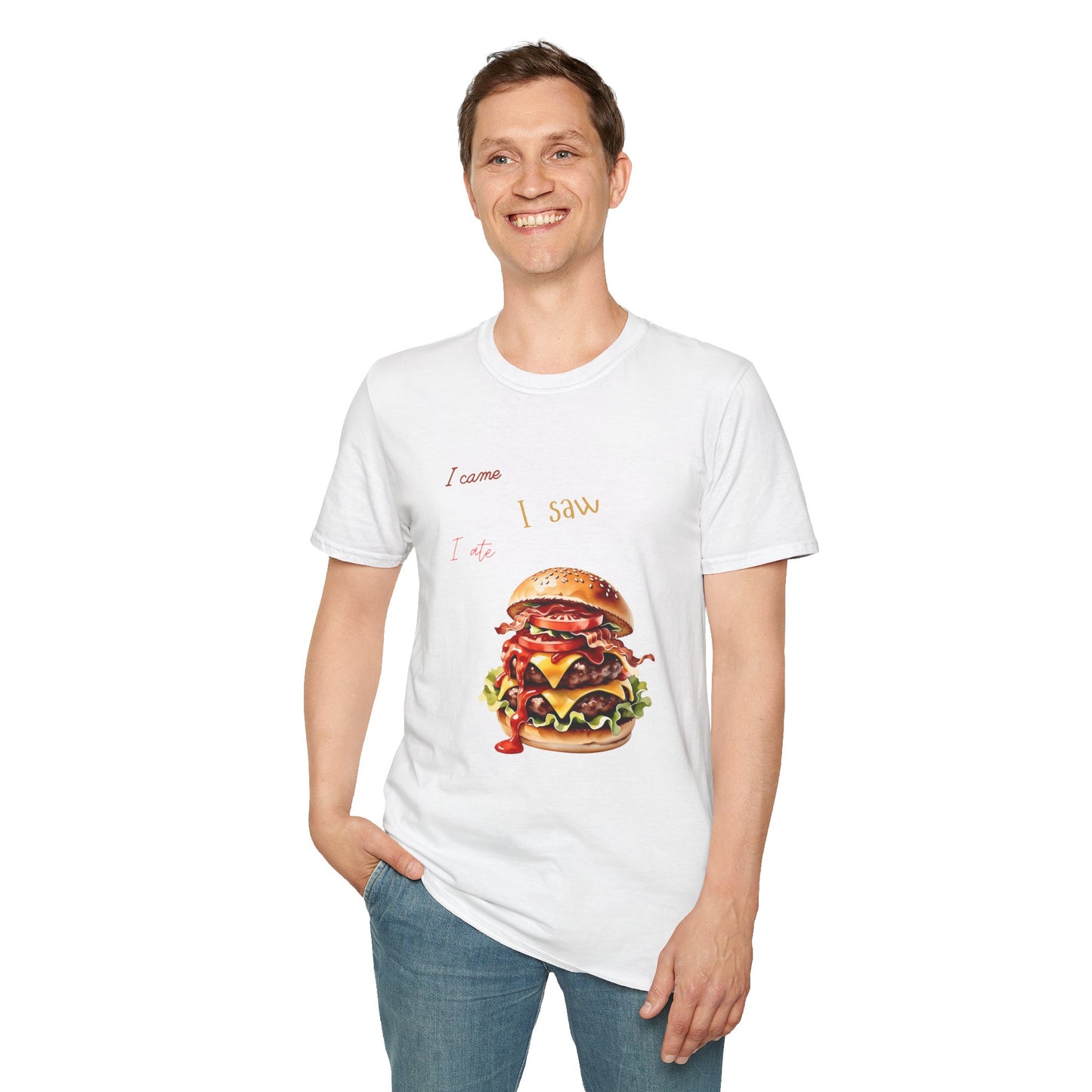 I Came, I Ate Burger Graphic Unisex Softstyle T-Shirt