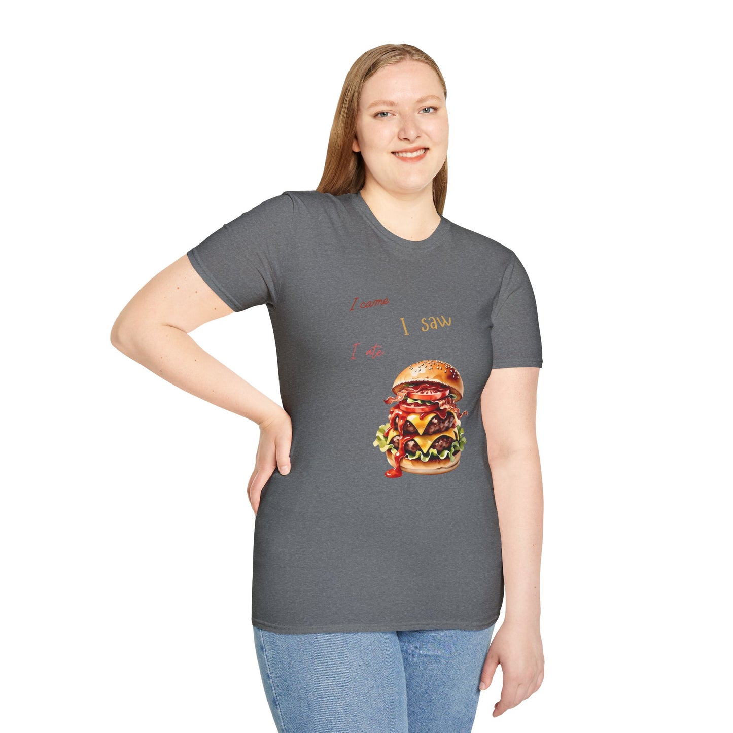 I Came, I Ate Burger Graphic Unisex Softstyle T-Shirt
