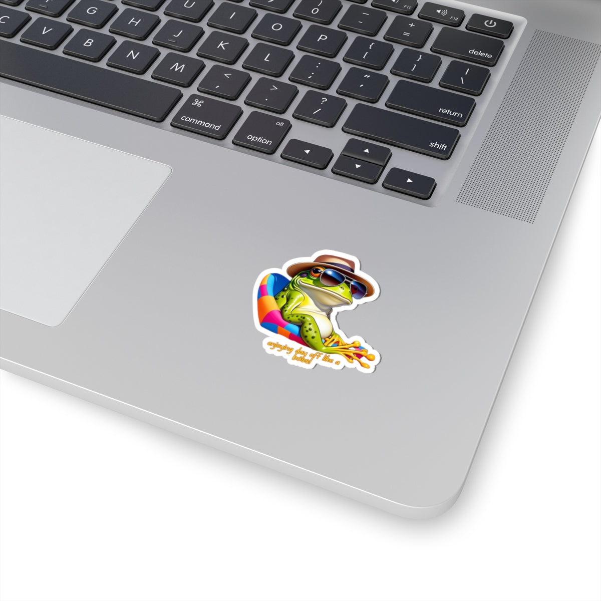 Sun-Soaked Frog Kiss-Cut Stickers - "Enjoying Day Off Like a Boss"