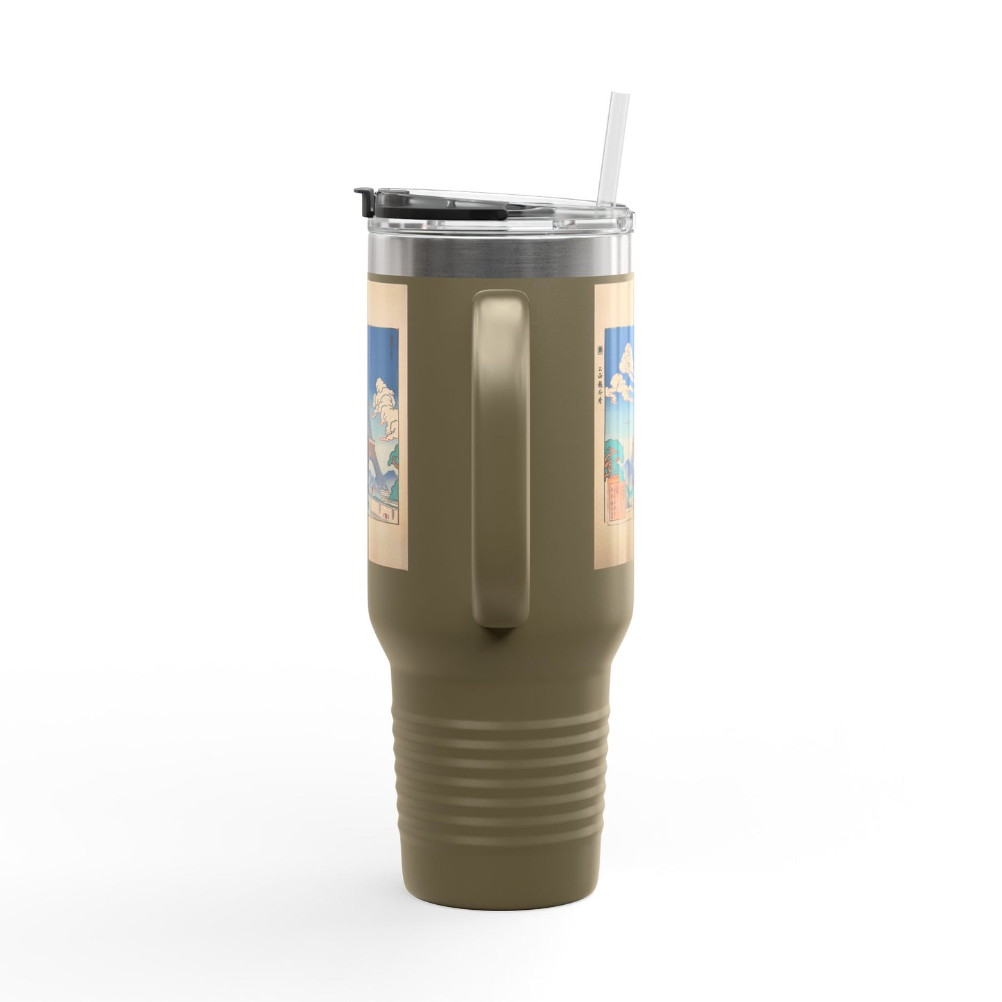 Vintage-Inspired Insulated Travel Mug - 40oz with Iconic Landmarks
