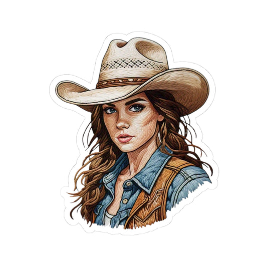 Western Cowgirl Kiss-Cut Stickers - Rustic Charm for Cowboy Lovers