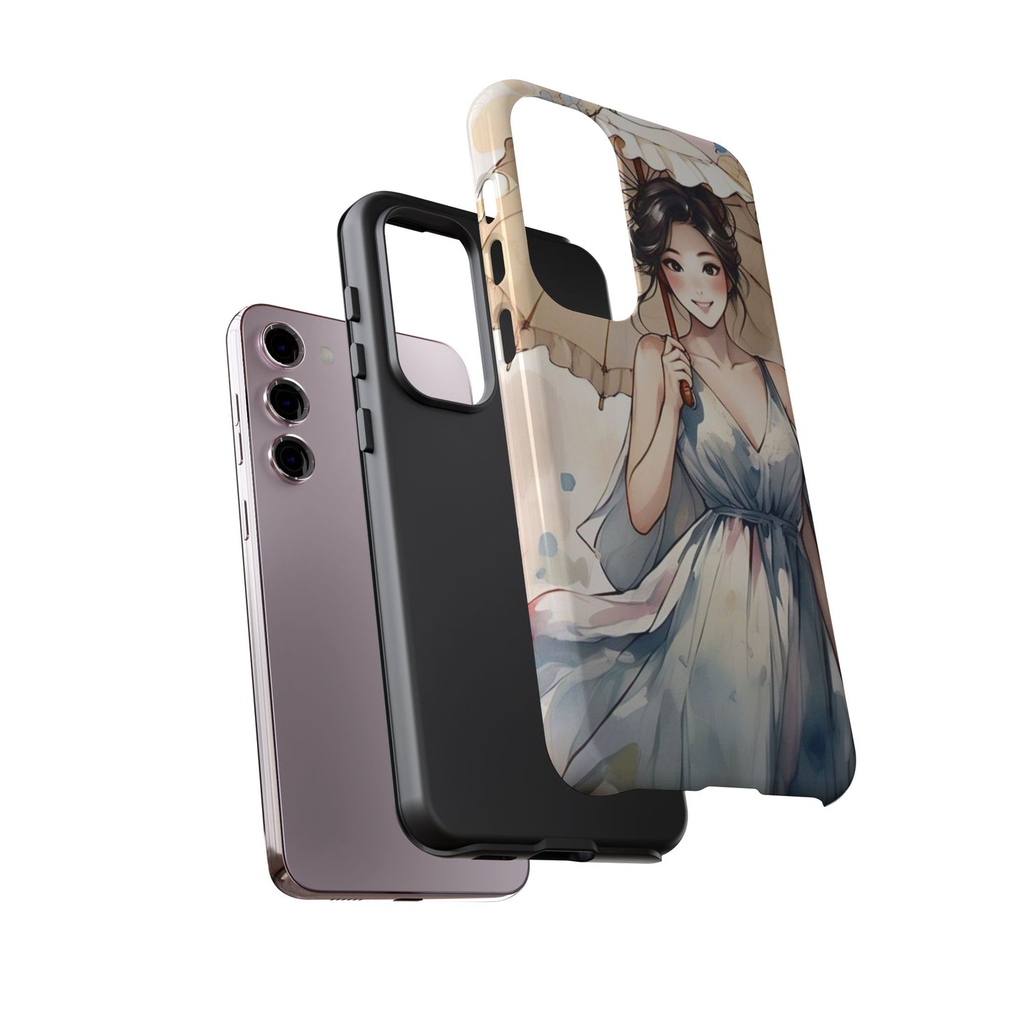 Elegant Floral Phone Case with Umbrella Design