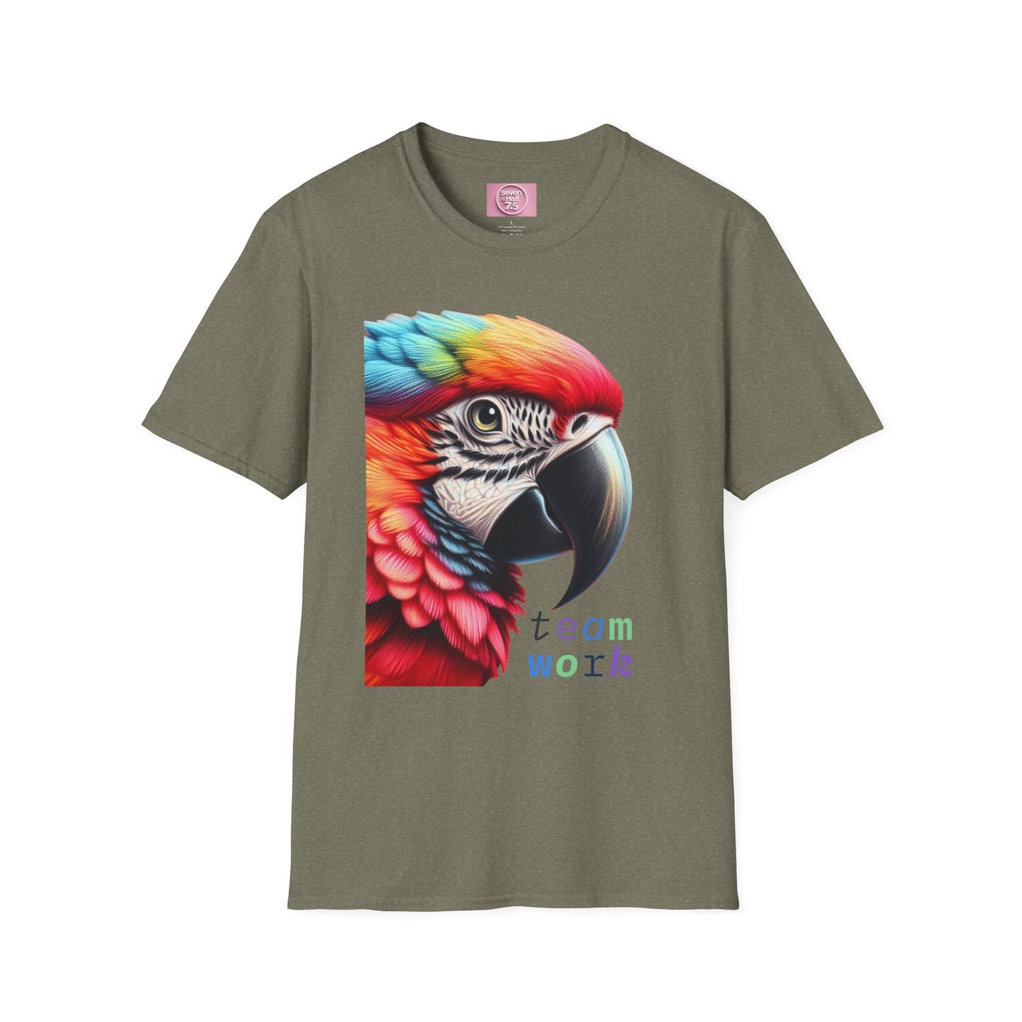 Vibrant Parrot Teamwork T-Shirt for Nature Lovers