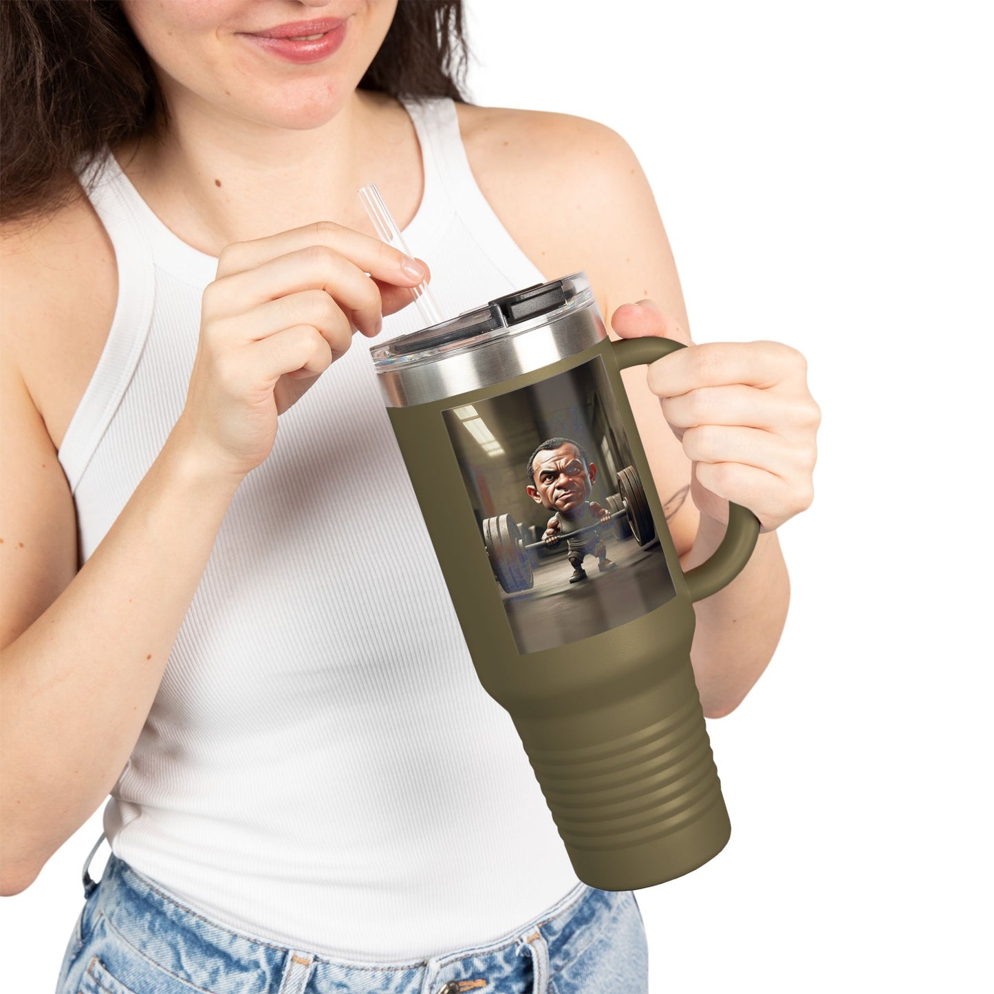 Funny Insulated Travel Mug - 40oz Motivational Humor Gift for Gym Lovers
