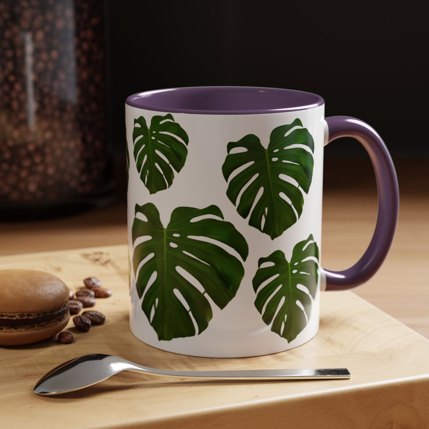 Tropical Monstera Accent Coffee Mug - Green Leaf Design, Plant Lover Gift, Home Decor, Kitchen Essentials, Nature Inspired
