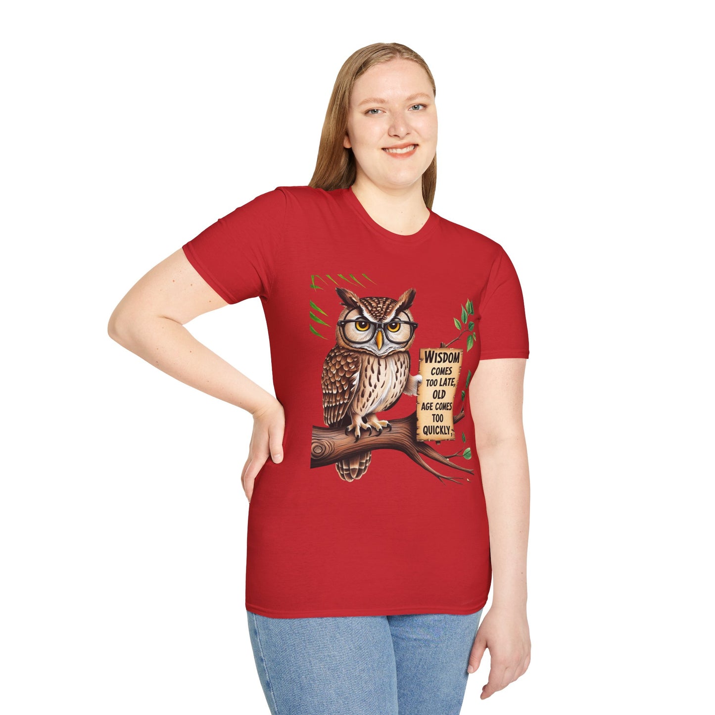Wisdom Owl Unisex Softstyle T-Shirt - Inspirational Nature Tee