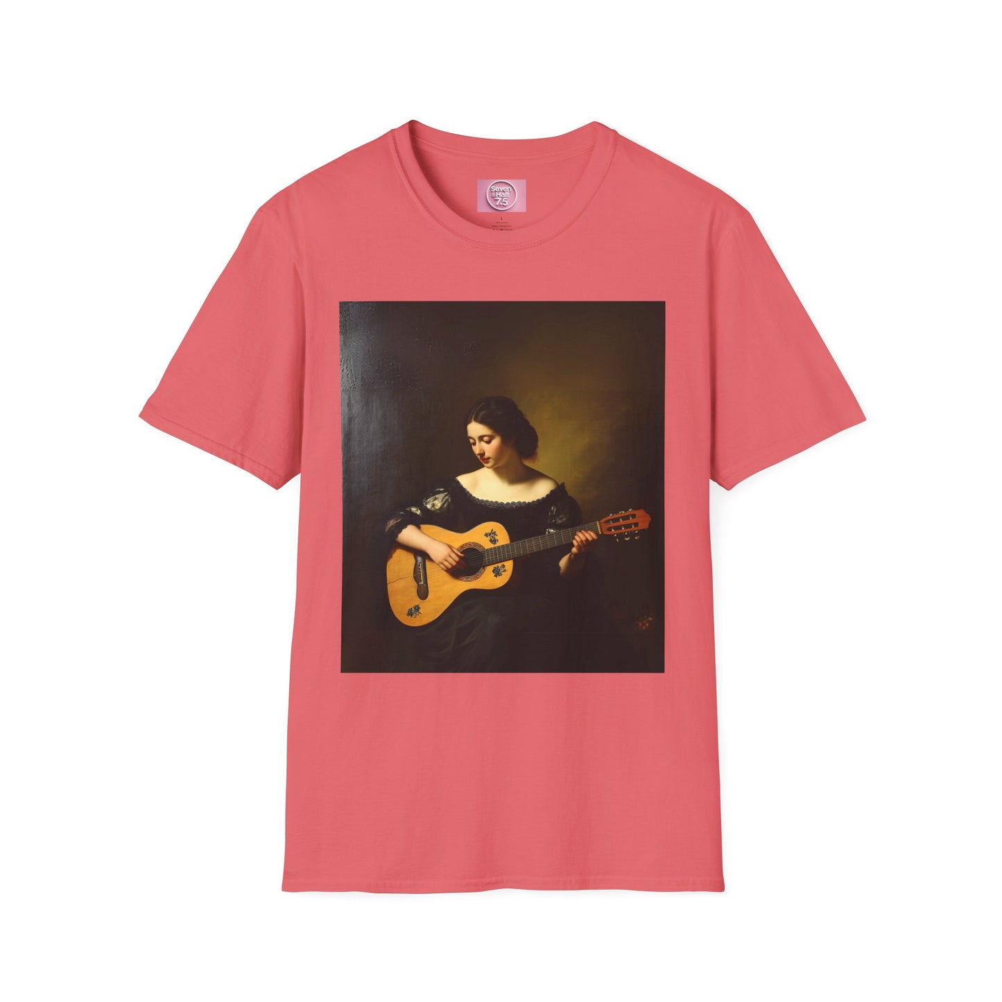 Artistic Guitarist Softstyle T-Shirt - Elegant Vintage Design