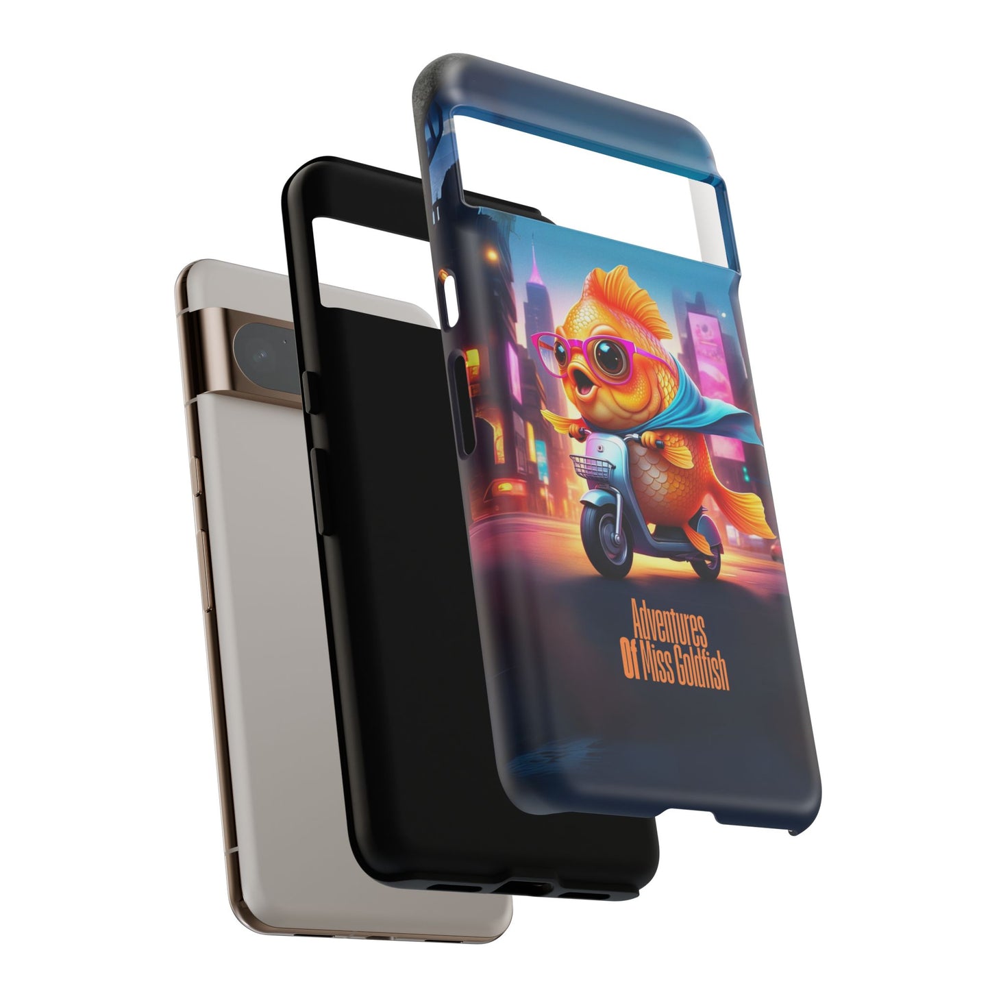 Adventures of Miss Goldfish Phone Case - Fun & Colorful Tough Cover for Fish Lovers