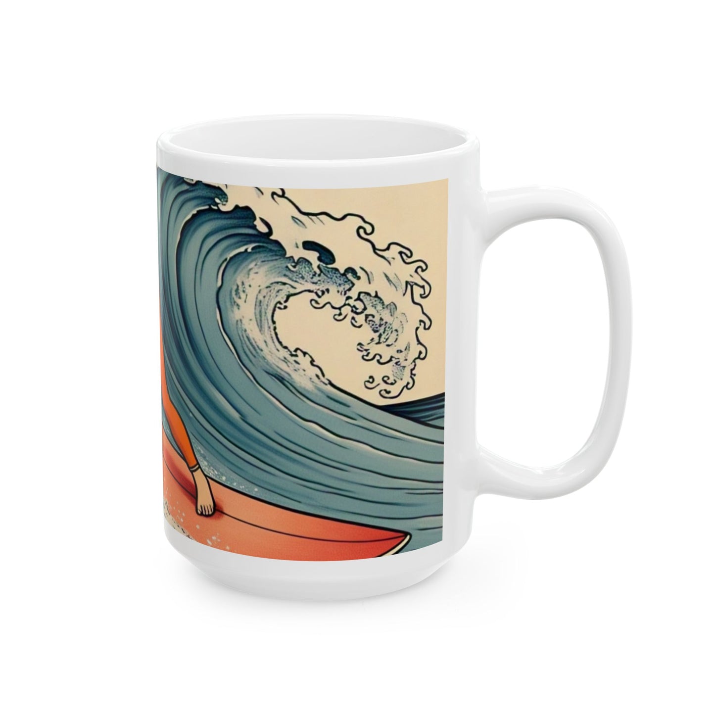 Surfing Waves Ceramic Mug - Stylish 11oz & 15oz Coffee Cup for Beach Lovers