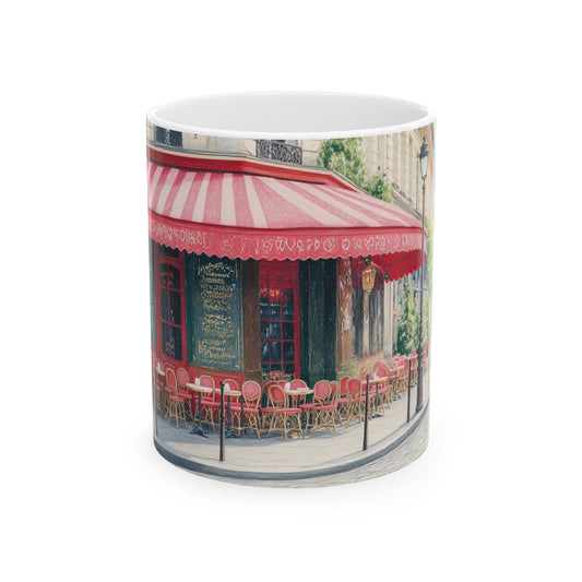 Charming Parisian Cafe Ceramic Mug - Perfect for Coffee Lovers & Gift Giving
