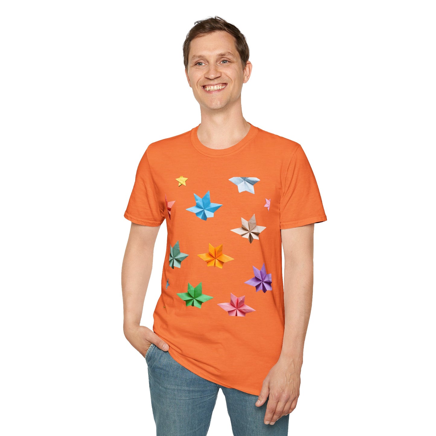 Origami Star Unisex Softstyle T-Shirt - Colorful Paper Art Tee for Creative Souls
