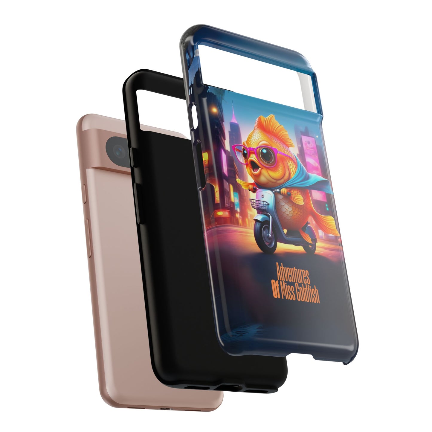 Adventures of Miss Goldfish Phone Case - Fun & Colorful Tough Cover for Fish Lovers