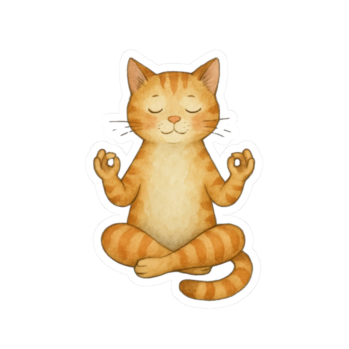 Meditating Cat Kiss-Cut Stickers | Cute Cat Design for Cat Lovers | Perfect for Laptops, Water Bottles, and Gift Wrapping