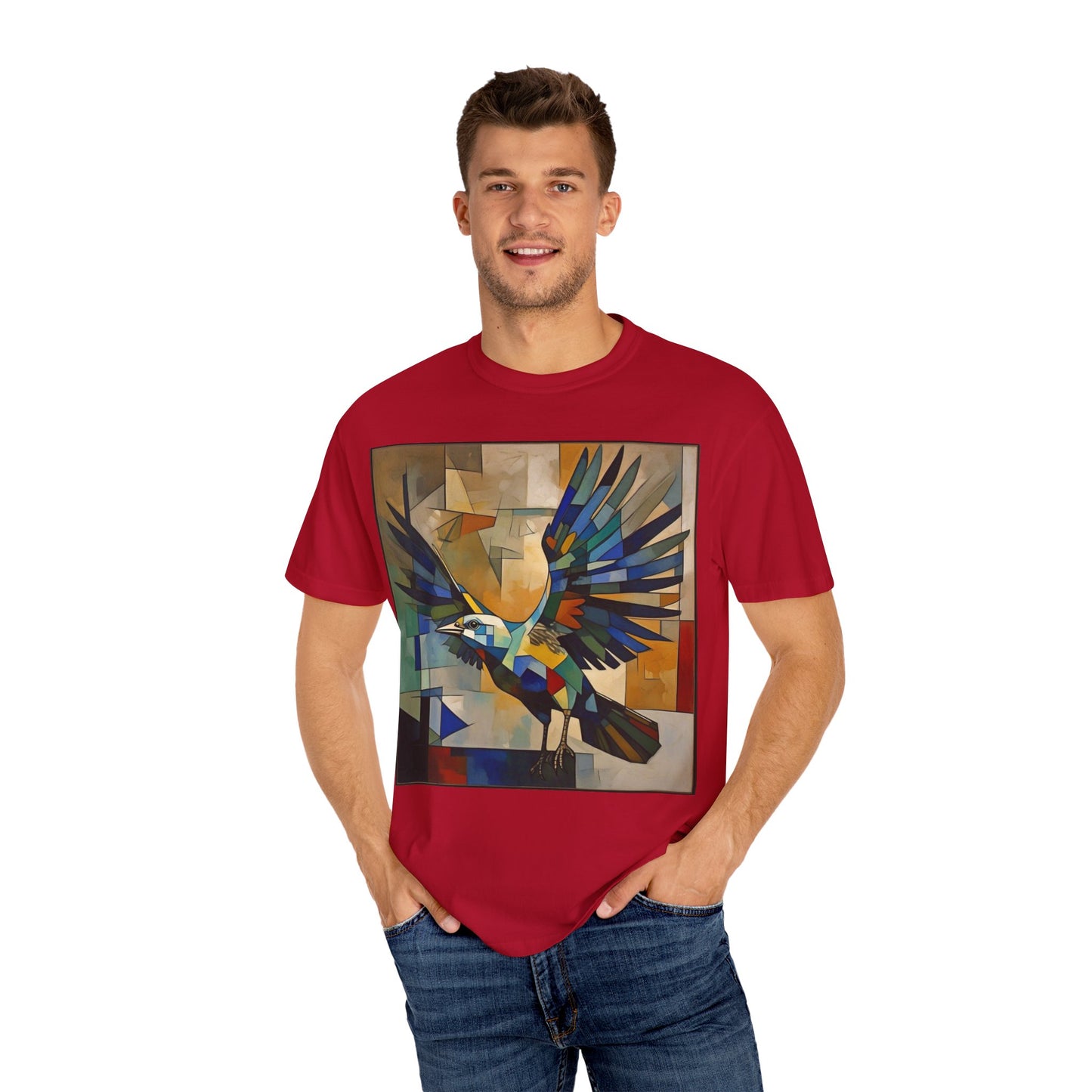 Colorful Bird Art Unisex T-Shirt - Vibrant Garment-Dyed Tee