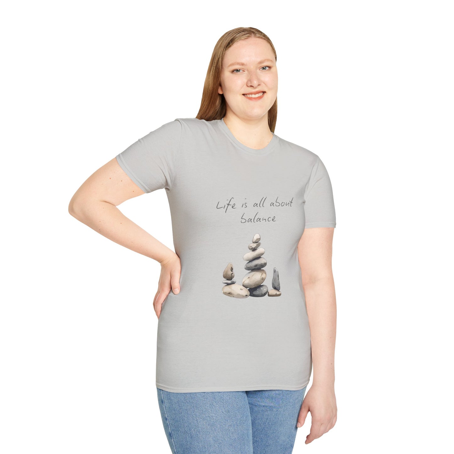Unisex Softstyle T-Shirt - "Life is all about Balance" Design - Perfect for Mindfulness and Relaxation