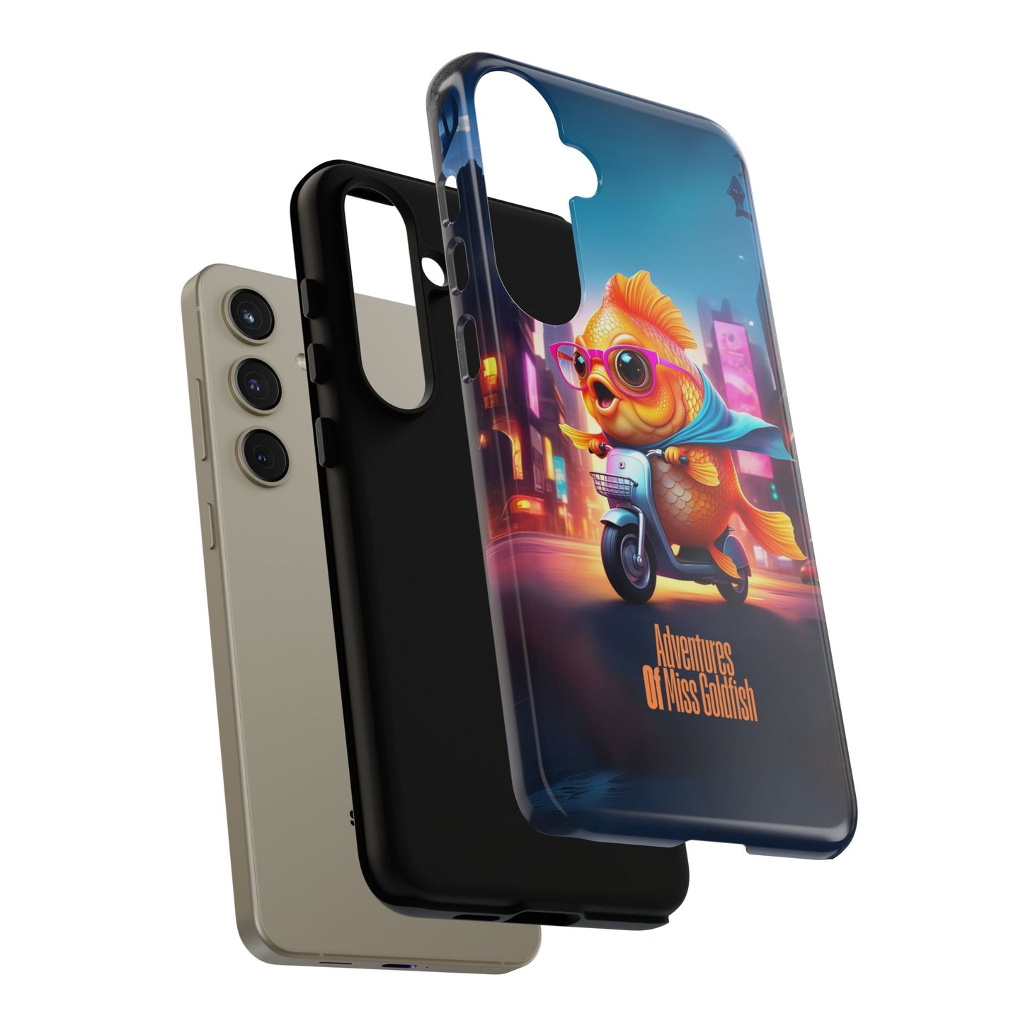 Adventures of Miss Goldfish Phone Case - Fun & Colorful Tough Cover for Fish Lovers
