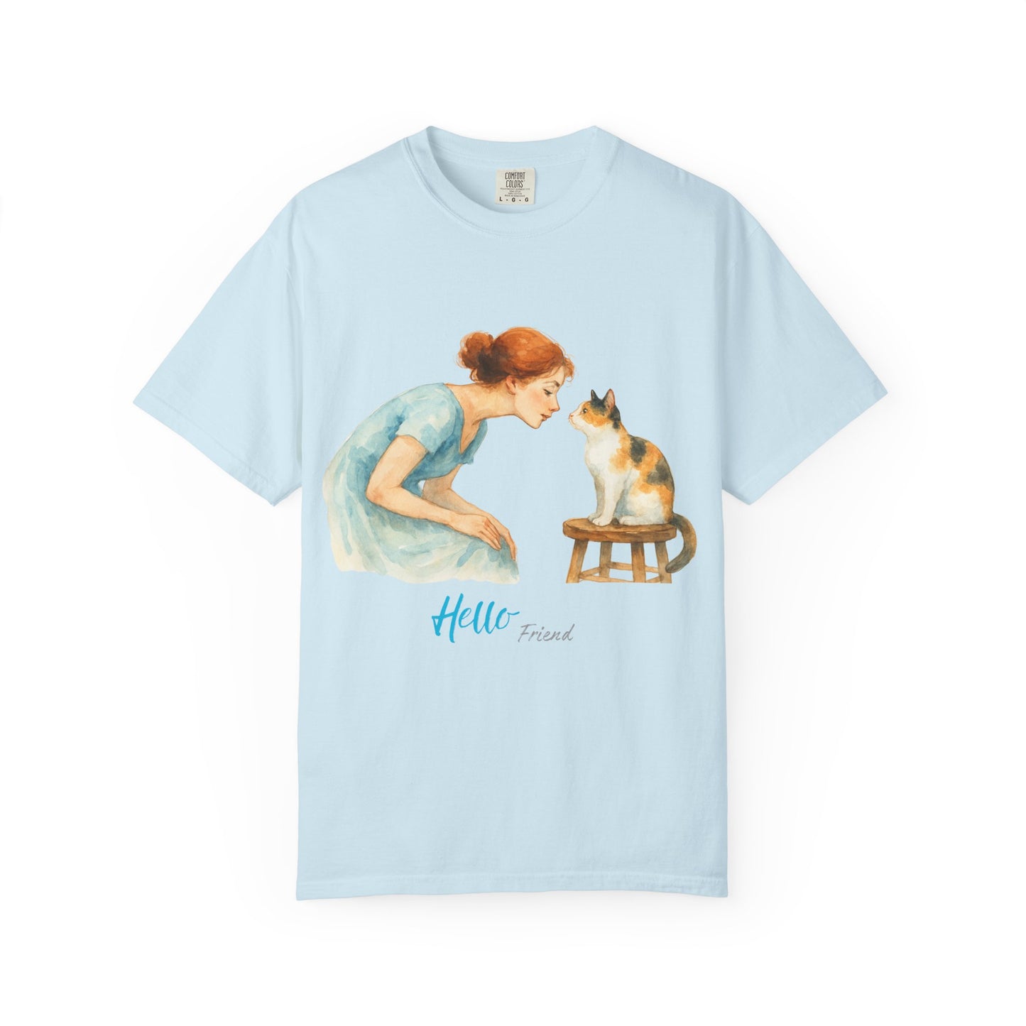 Hello Friend Cat Lover T-Shirt - Unisex Garment-Dyed Tee