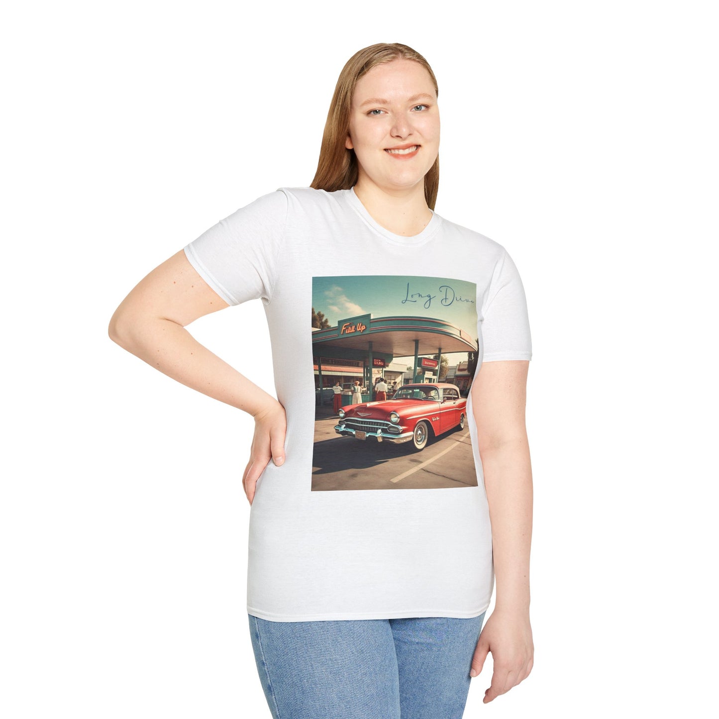 Retro Car Unisex Softstyle T-Shirt - Long Drive Graphic Tee