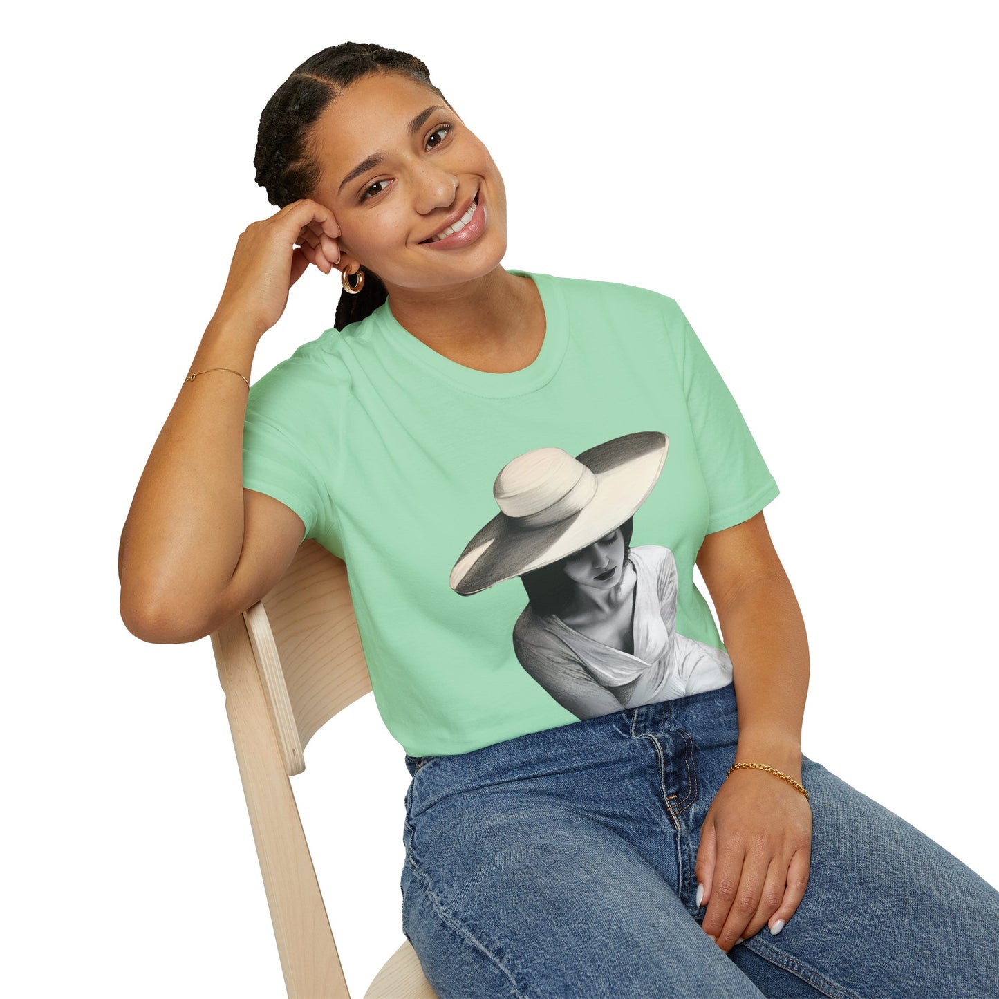 Artistic Women's  Softstyle T-Shirt - Charcoal art Design