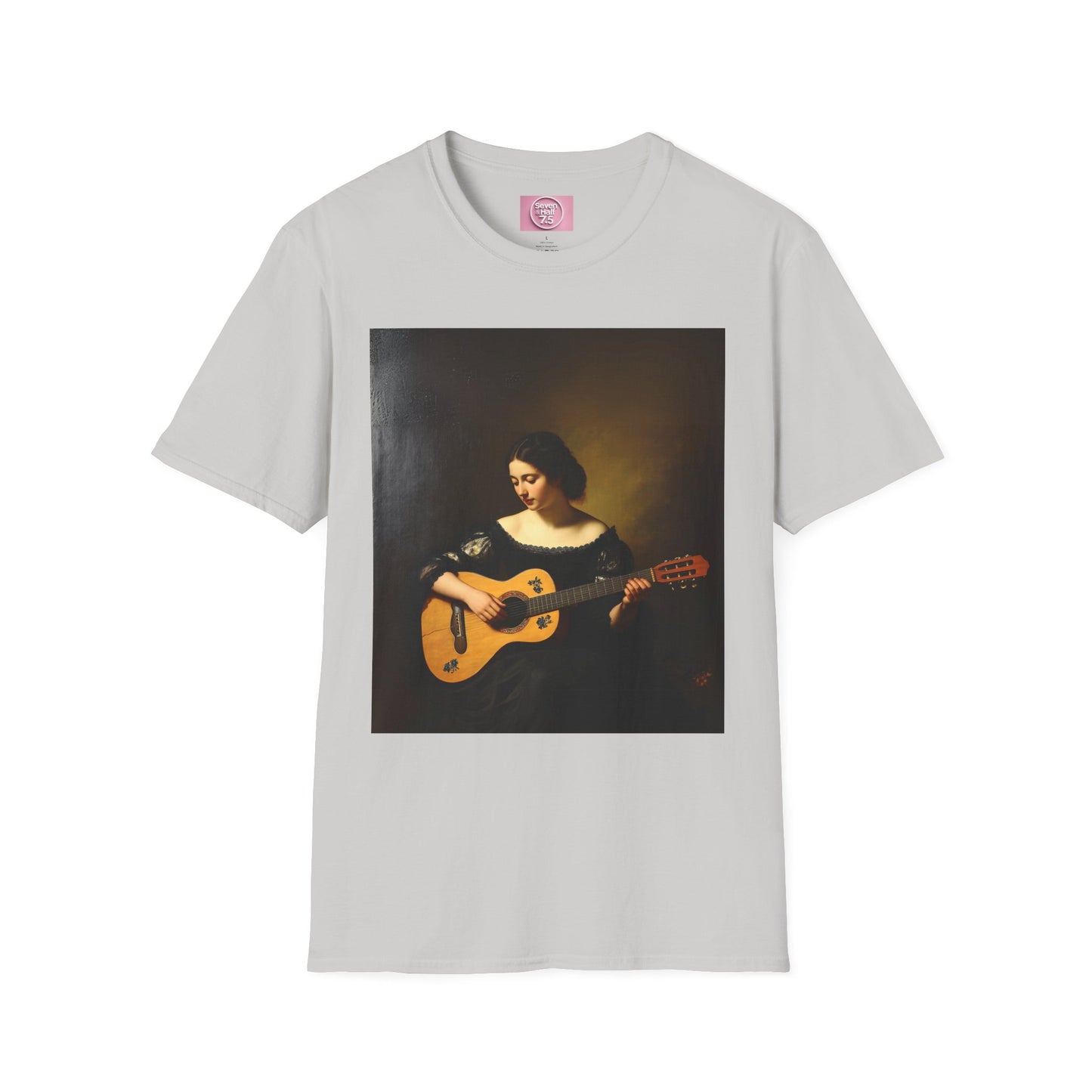 Artistic Guitarist Softstyle T-Shirt - Elegant Vintage Design