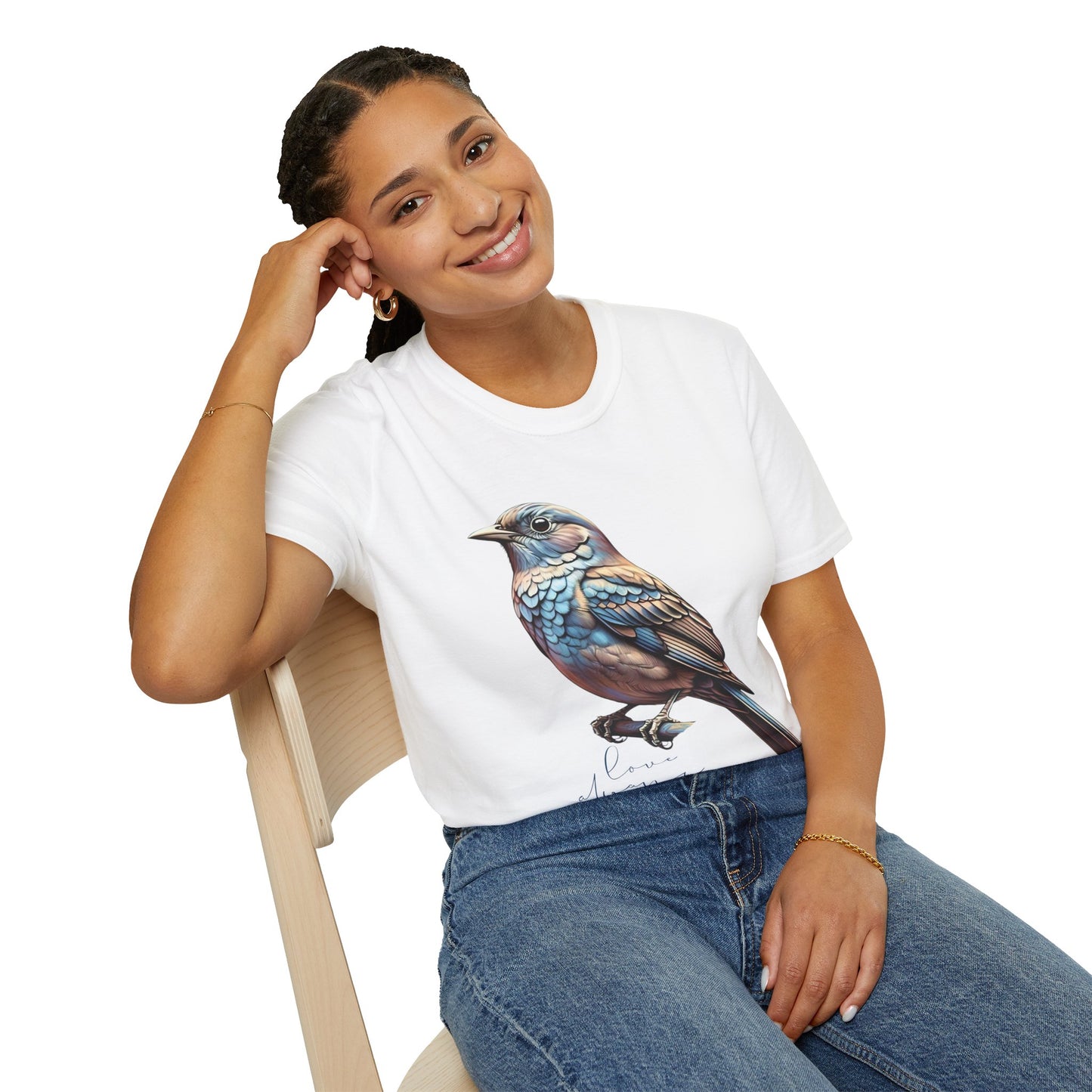 Nature-Inspired Bird Graphic T-Shirt for Soft Comfort