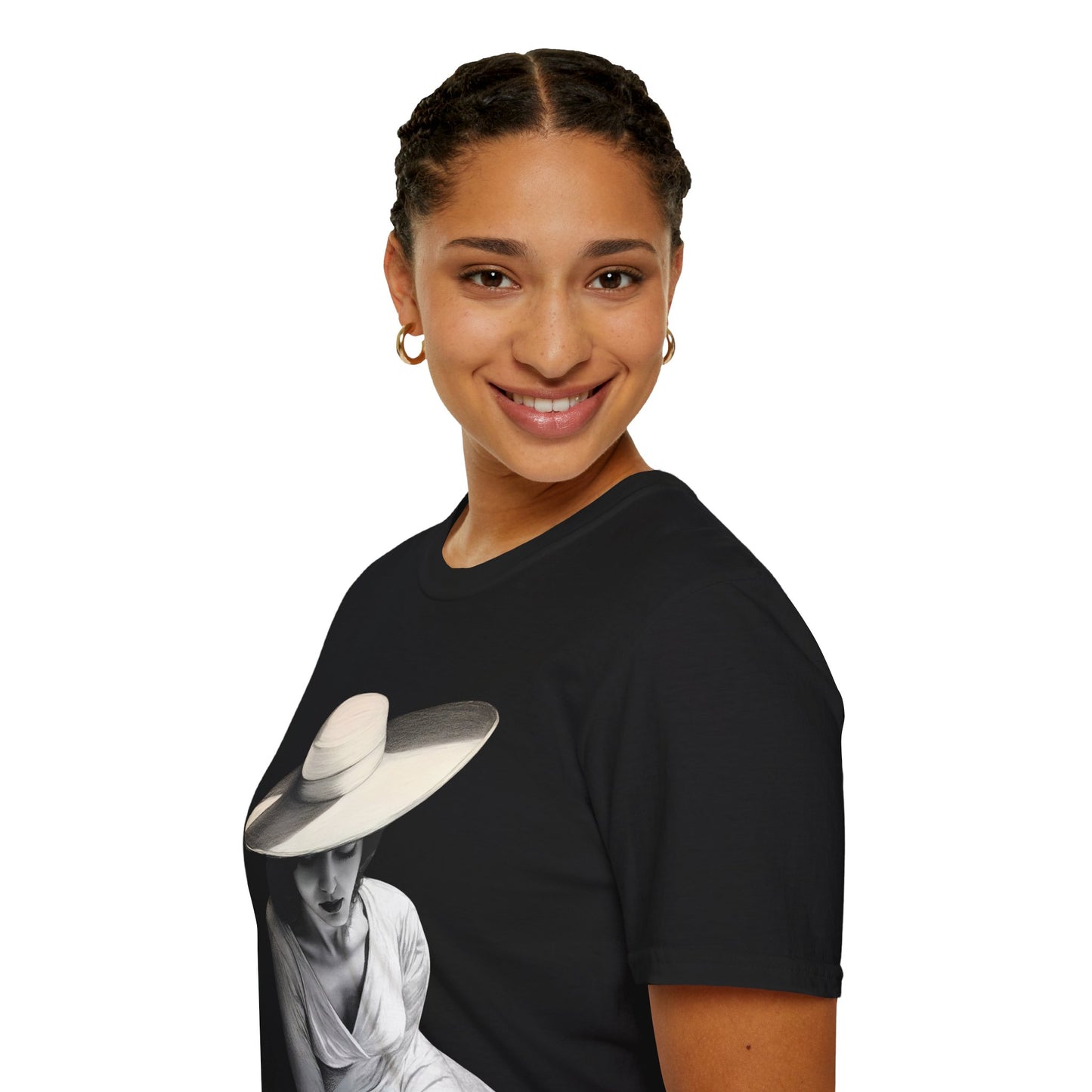 Artistic Women's  Softstyle T-Shirt - Charcoal art Design