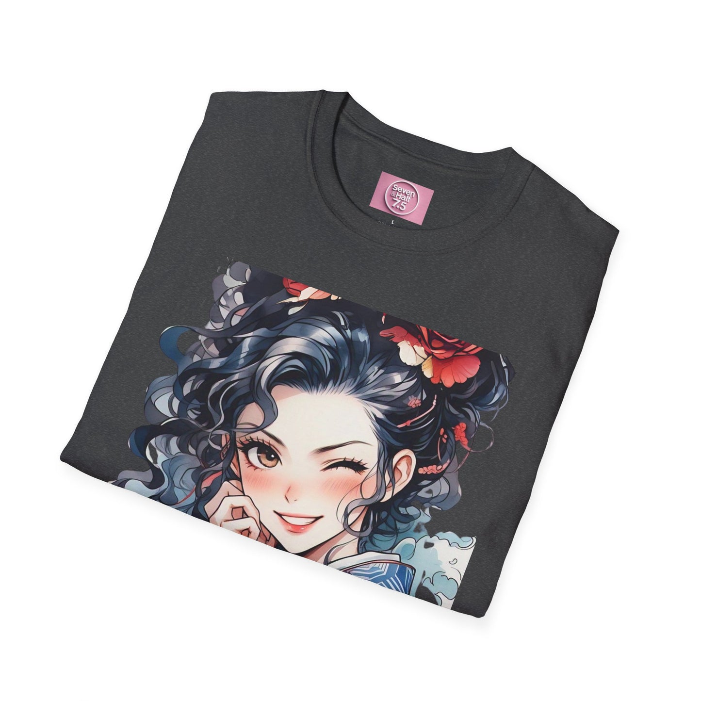 Stylish Unisex Softstyle T-Shirt - Charming Kimono Girl Design