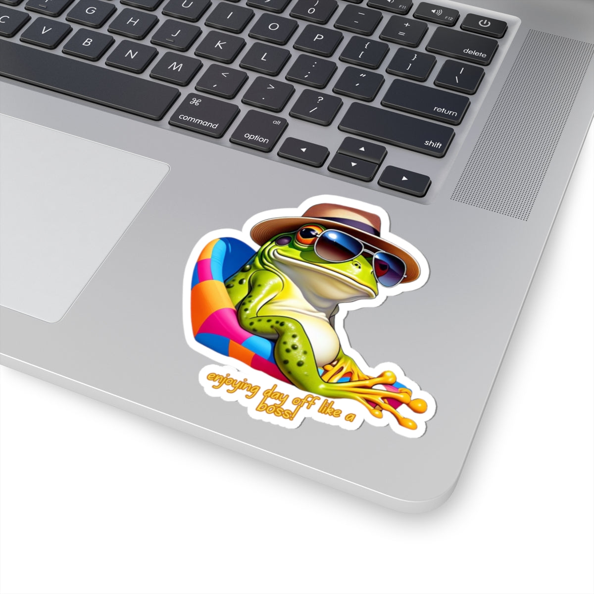 Sun-Soaked Frog Kiss-Cut Stickers - "Enjoying Day Off Like a Boss"