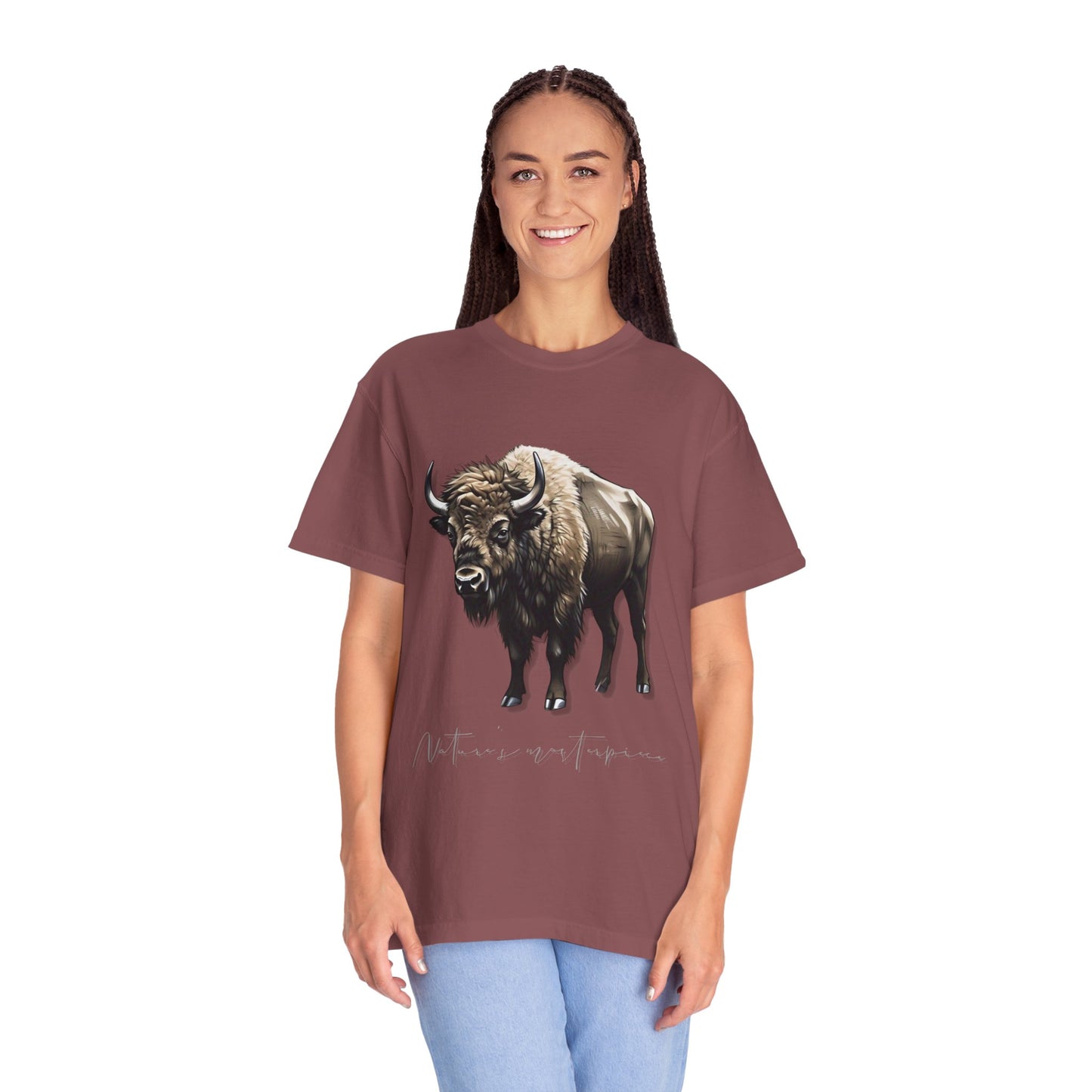 Nature-Inspired Buffalo Unisex T-Shirt - Garment-Dyed Design